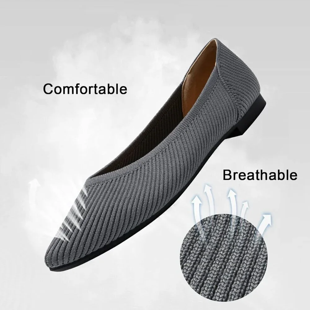 Women's Flats Shoes Pointed Toe Ballet Comfortable Dressy Slip On Flat Grey